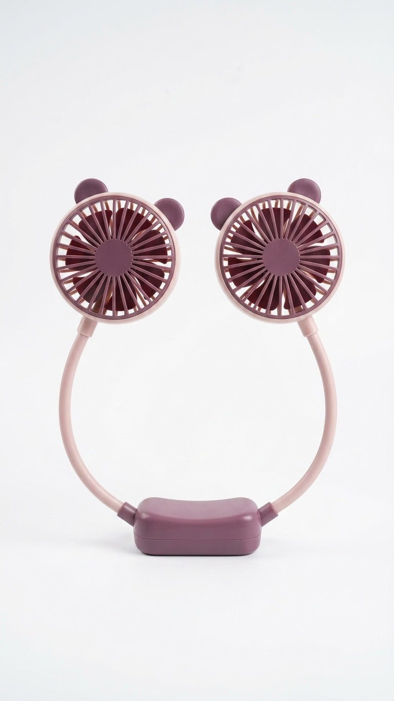 Purple handheld fans shaped like bear ears on a white background
