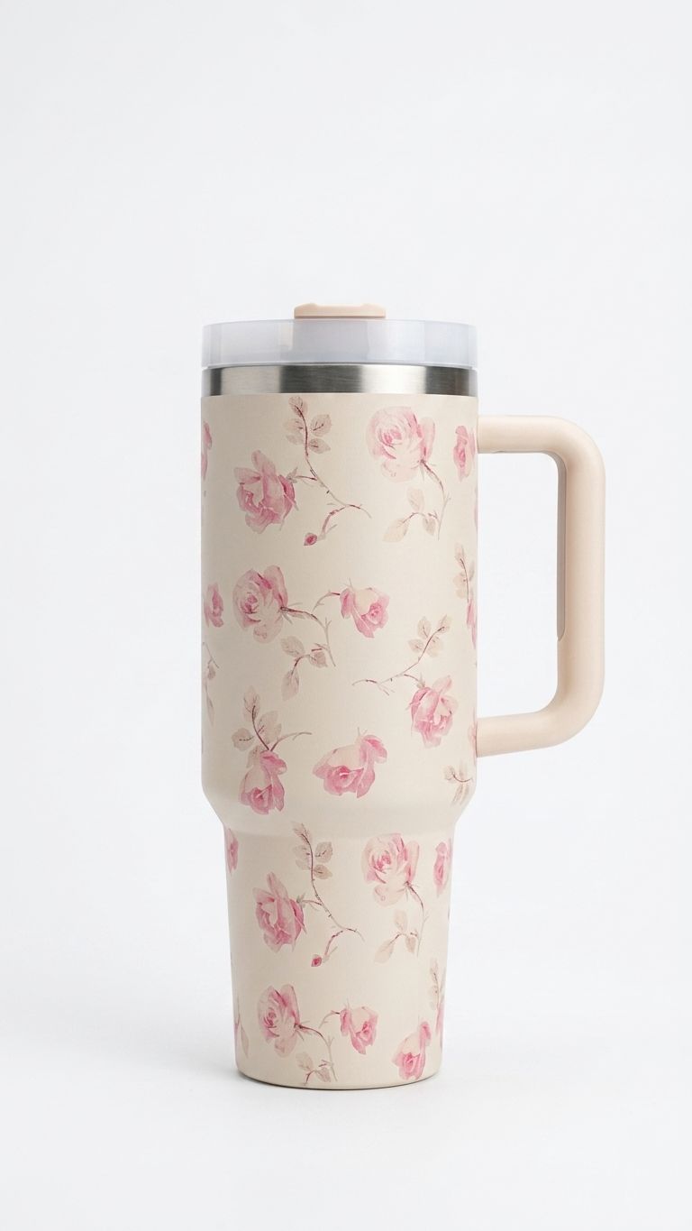 Floral tumbler pink flowers