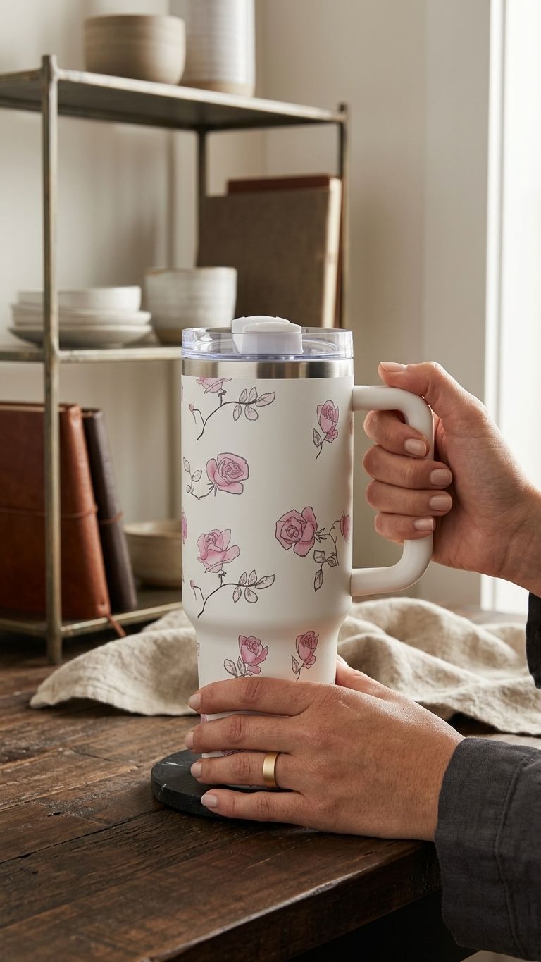 Floral tumbler pink flowers