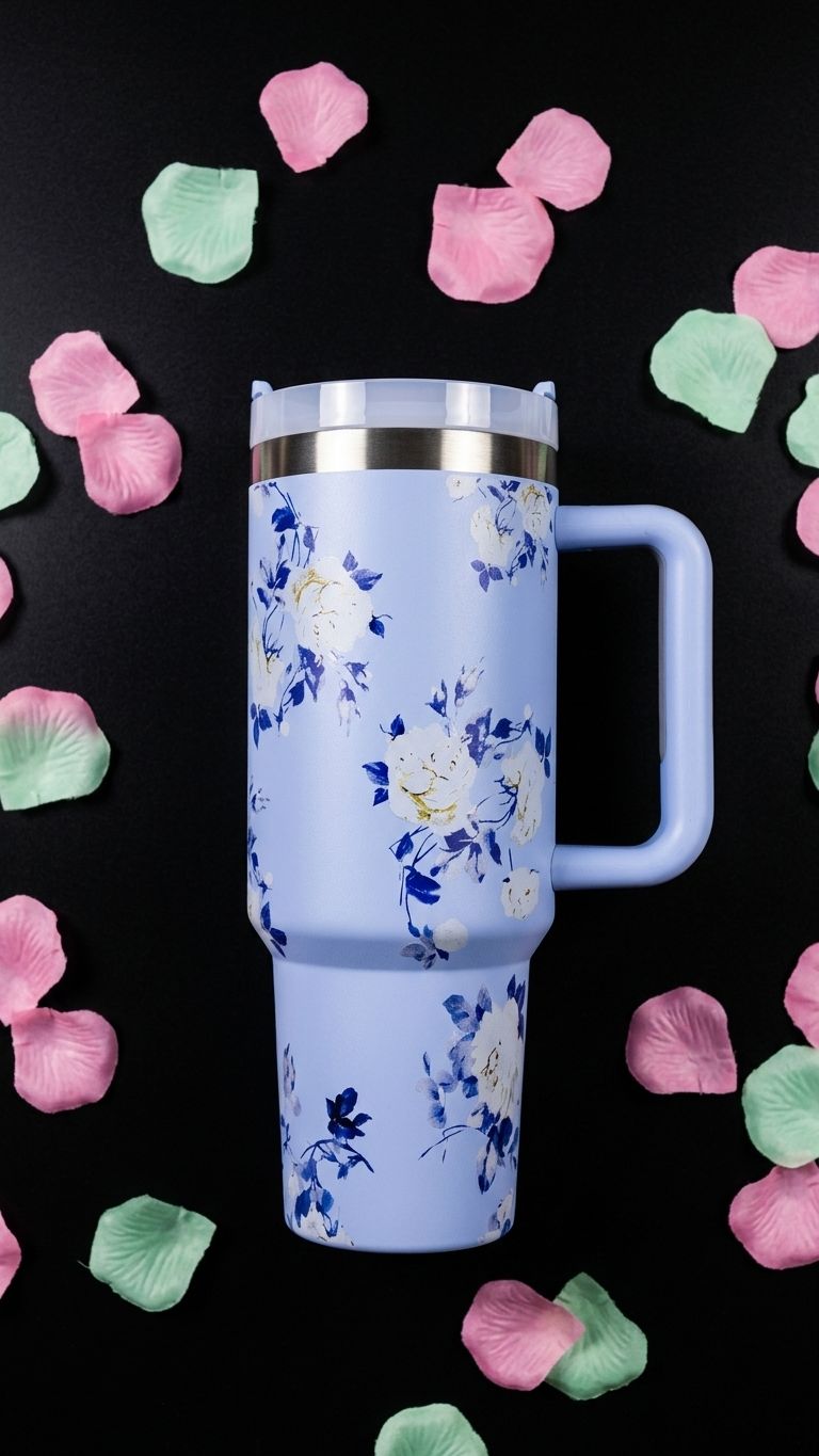 Floral tumbler pink flowers
